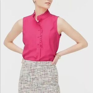 J Crew Pink Ruffle-trim crepe tank top  size 00